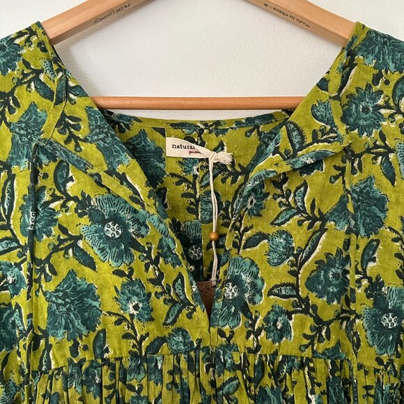 NWT Natural Life Aimee Mini Tunic Dress - Olive Floral Border - Size Large - Picture 7 of 8
